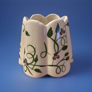 Home Interiors Small Candle Lamp Shade Jar Topper Floral Vines & Scalloped Edge